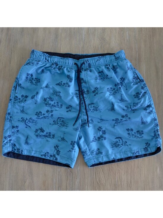RS Island Inspired Other - RS Island Inspired Resortwear Men Size L Swim Trunks Palm Trees Whales Blue
